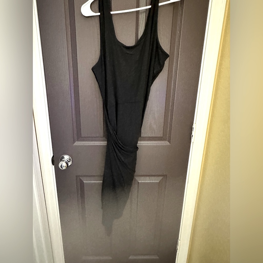Maurice’s 24/7 Black Scoop neck sleeveless T shirt Dress wrap tie front Size XXL